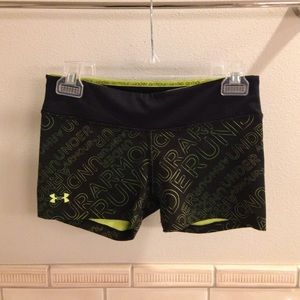 Under Armour neon graphic logo heatgear spandex compression athletic biker short